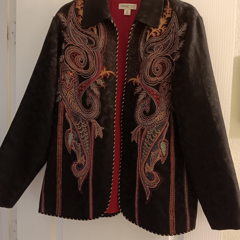 Ladies black embroidered jacket